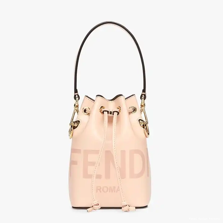 Affordable HOT Leather Bucket Logo ROMA Tresor Fendi Mini Calf Mon Bag In Cherry 0602